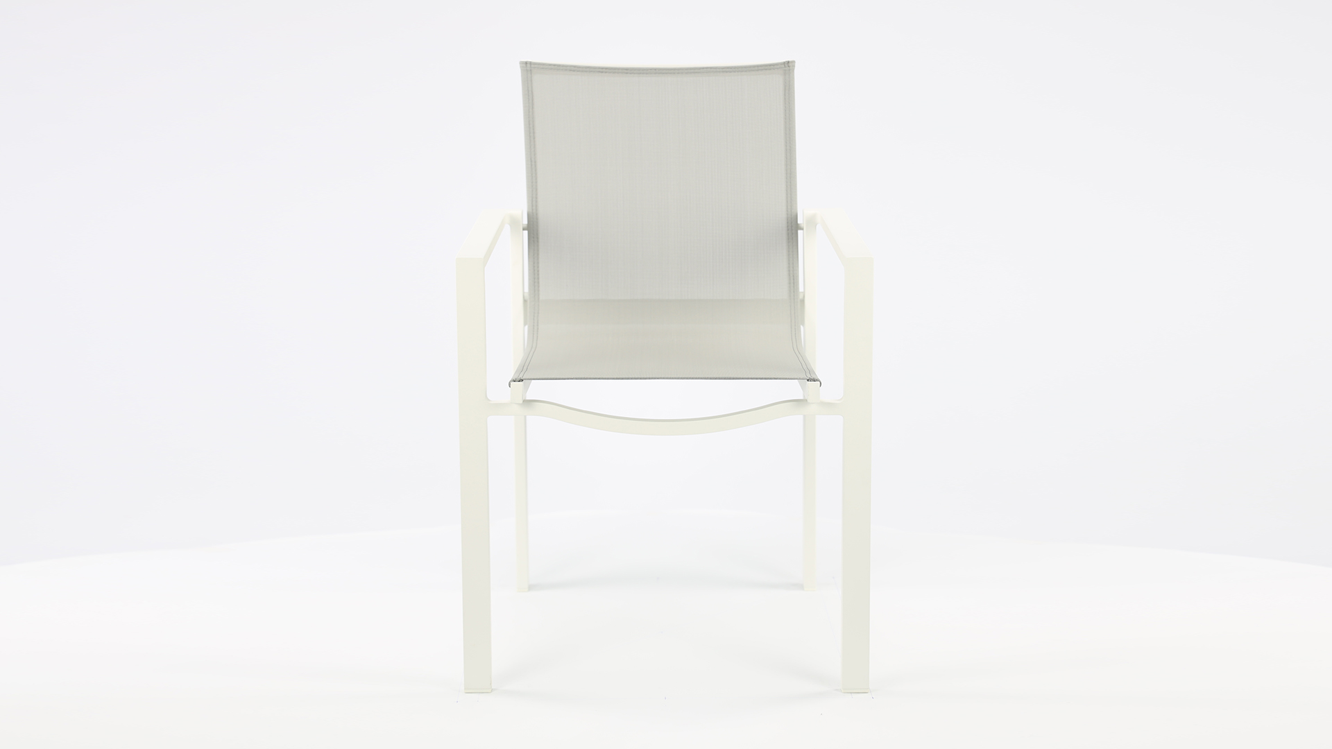 Alu Stacking Chair Arolla White Matt - Light Grey Textilene