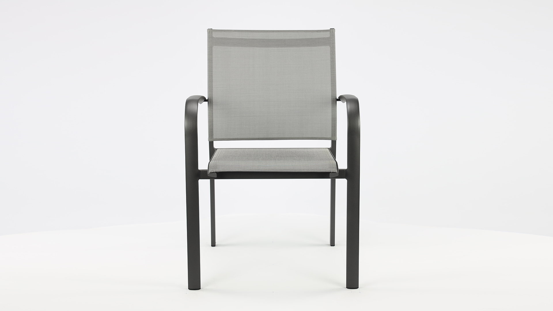 Alu Stacking Chair Malaga Charcoal Matt - Silver Grey Textilene 