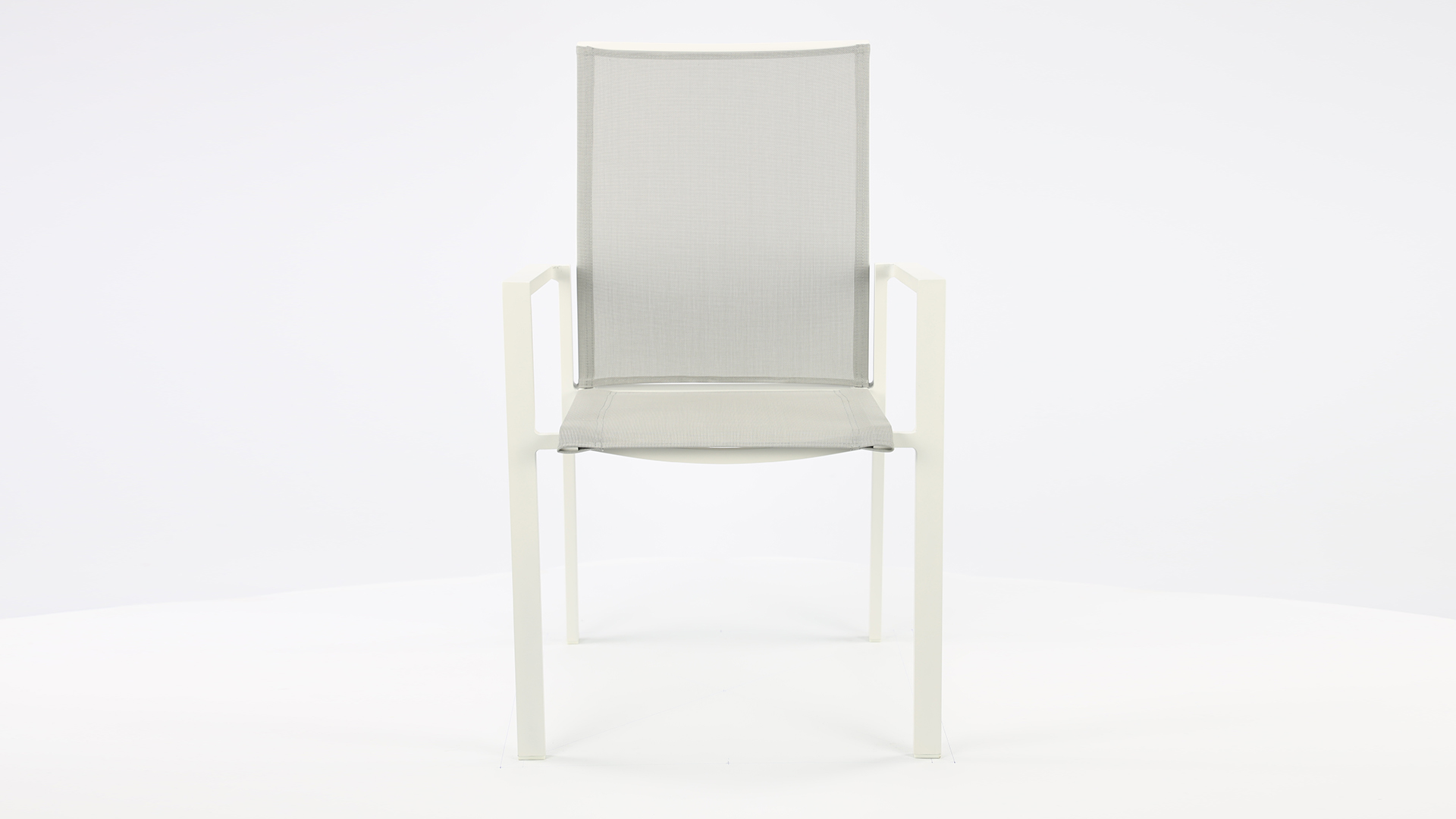 Alu Stacking Chair Calvin White Matt - Light Grey Textilene