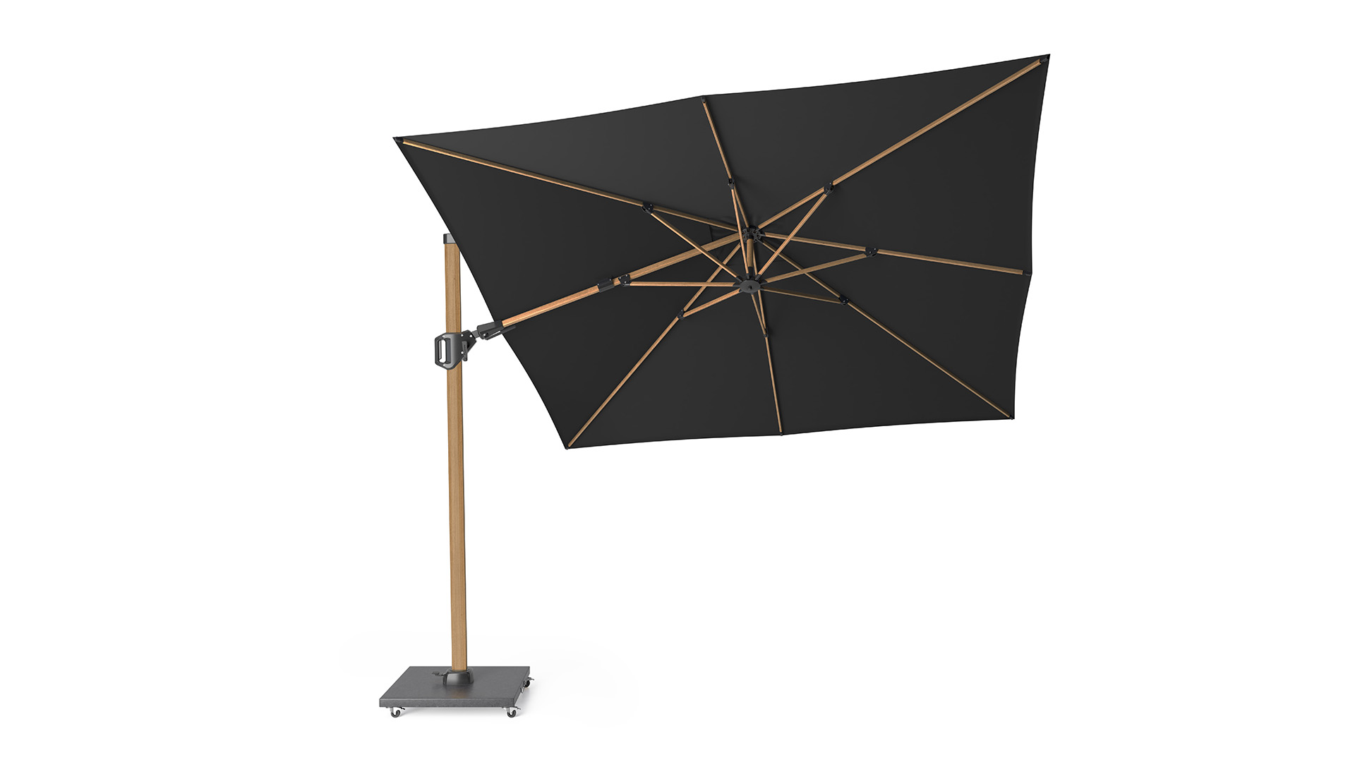 Floating parasol Challenger T² Premium 300 x 300cm Mast Teak Alu - Cloth Faded Black