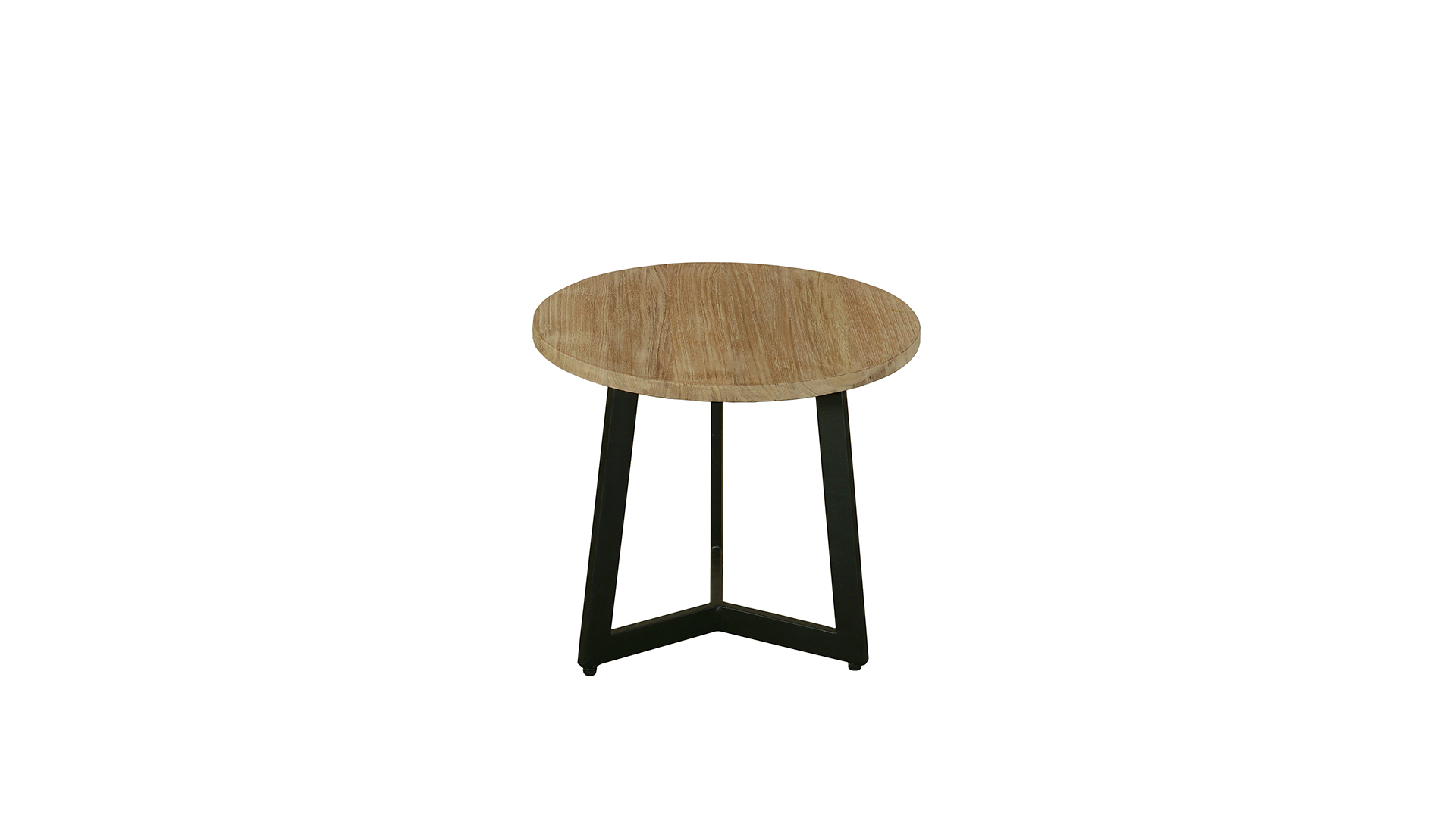 Modena Coffee Table Round With 3 Metal Legs Black Dia 040cm Teak Light Brushed - Diamond Collection