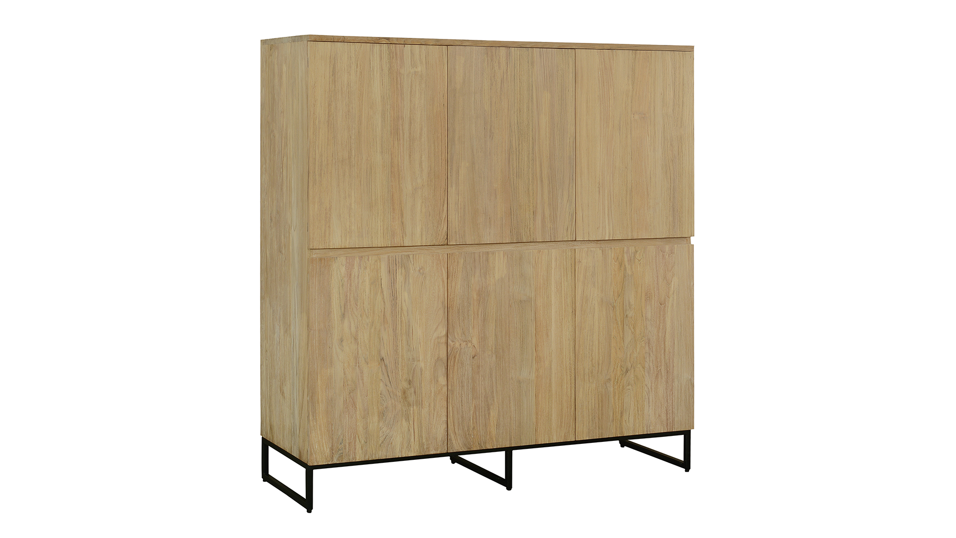Teak bar cabinet Modena 150cm with 6 hinged doors - Diamond Collection