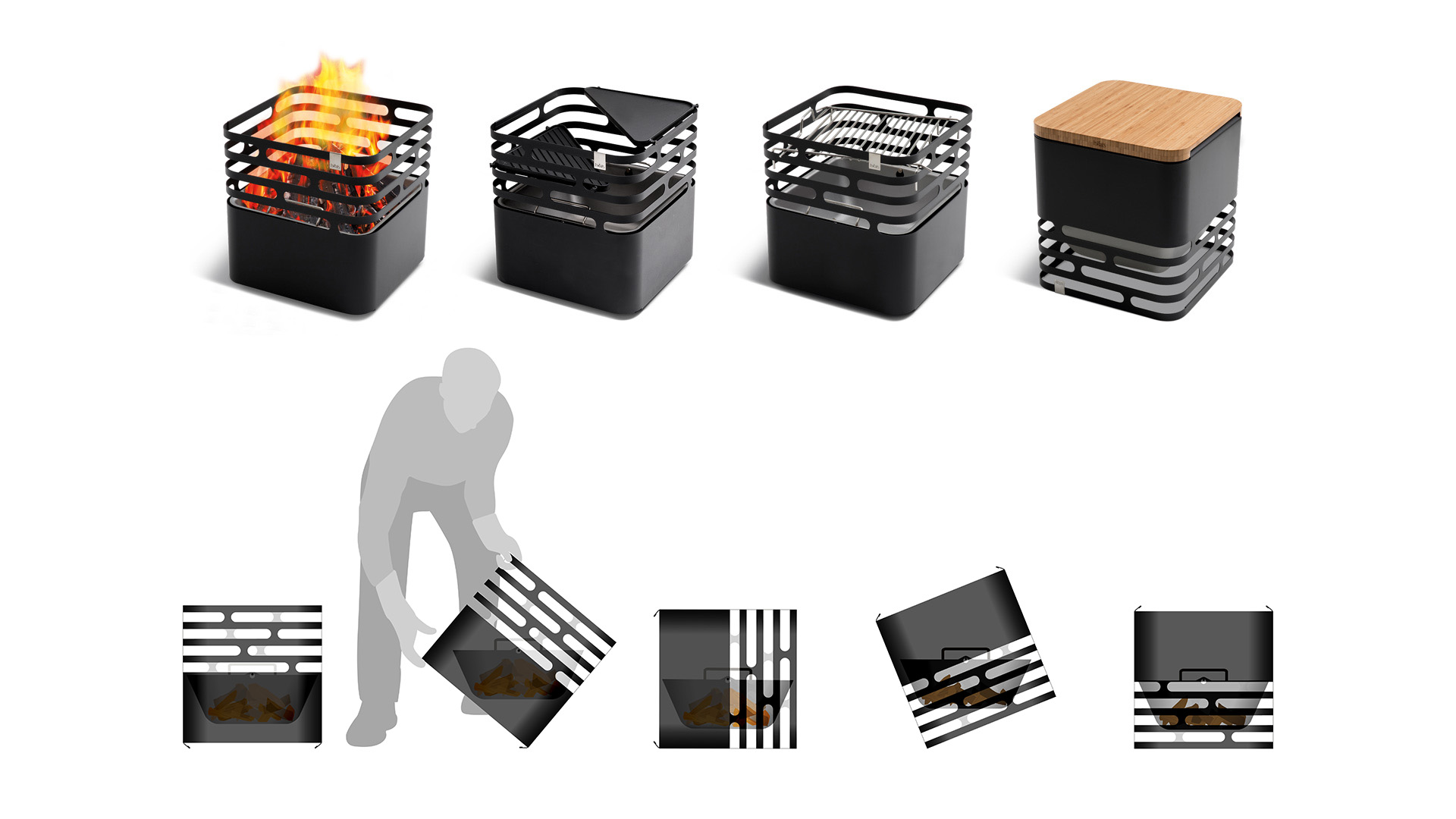 CUBE Feuerkorb Cortenstahl - Hofats