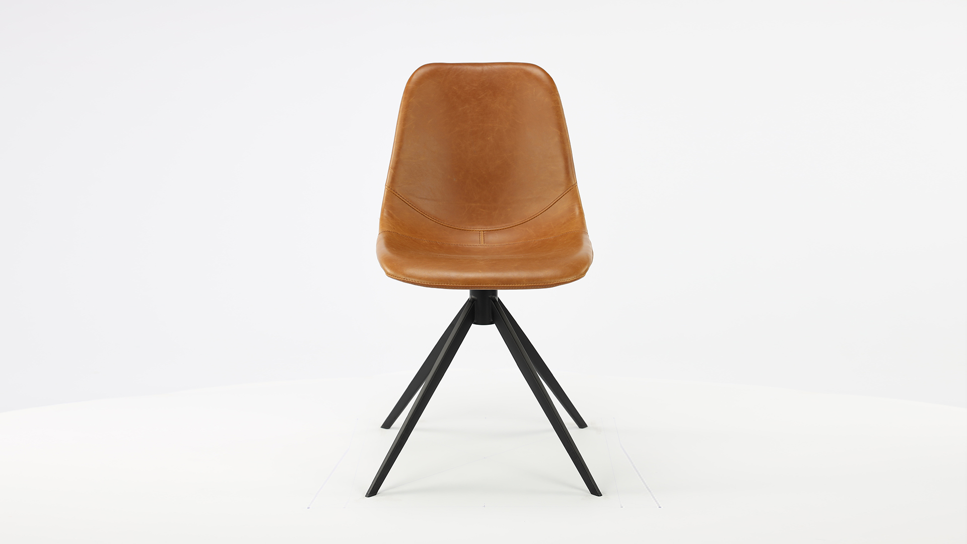 Dining room chair Shell model PU Vintage Cognac/Black Steel Legs on swivel base