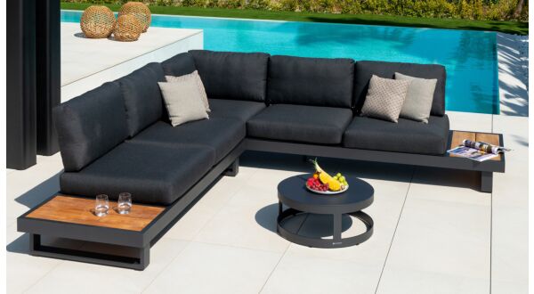 Alu Lounge Murcia Alu Charcoal Mat With Cushions Sunbrella Anthracite - Garden Prestige Collection