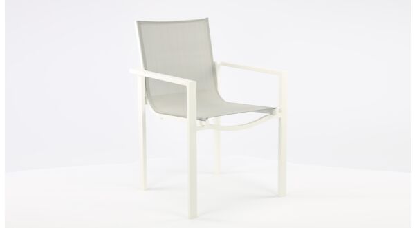 Alu Stacking Chair Arolla White Matt - Light Grey Textilene