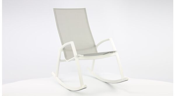 Alu Rocking Chair Kennedy White Mat - Light Gray Textilene