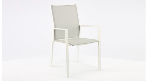 Alu Stacking Chair Calvin White Matt - Light Grey Textilene
