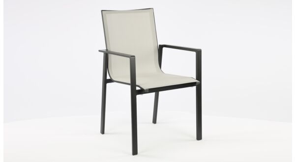 Alu Stacking Chair Arosa Charcoal Mat Textilene Light Grey