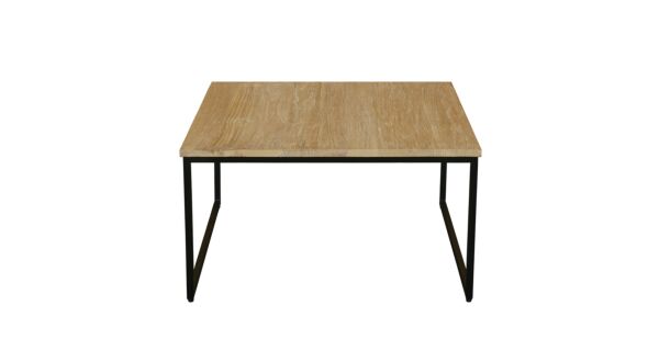 Table Basse Modena Carrée avec Structure en Métal Noir 080cm Teck Clair Brossé - Diamond Collection