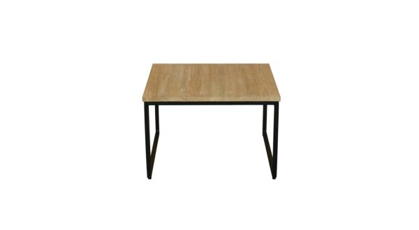 Table Basse Modena Carrée avec Structure en Métal Noir 060cm Teck Clair Brossé - Diamond Collection