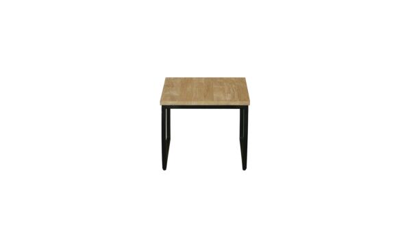 Table Basse Modena Carrée avec Structure en Métal Noir 040cm Teck Clair Brossé - Diamond Collection