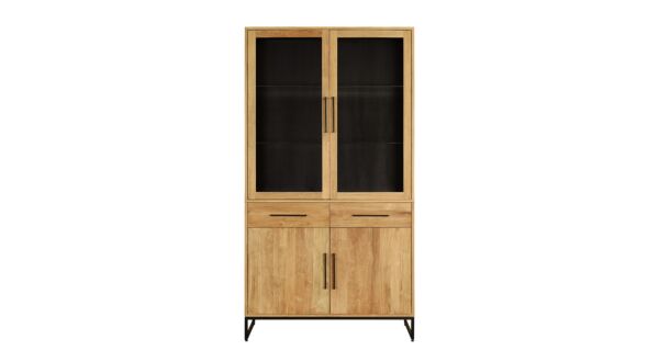 Display Cabinet Inca With 4 Doors and 2 Drawers 110cm Teak Light Brushed - Diamond Collection