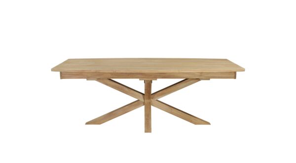 Teak-Innentisch Neo ausziehbar mit Spyder-Beinen aus Holz, 220 cm x 320 cm x 110 cm x H 80 cm, Teak hell gebürstet