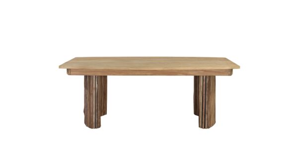 Teak Interieurtafel Neo Uitschuifbaar Met Halfmoon-poot Zwart Hout 220cm x 320cm x 110cm x H80cm Teak Light Brushed 