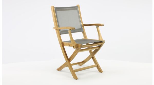 Garden Chair Foldable Teak + Batylene Silver Anthracite with Armrest