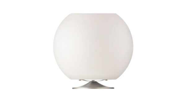 Kooduu Sphere Stereo 2.0 LED Light + Haut-parleur Bluetooth Color Sphere White - Plaque de base Argent Brossé