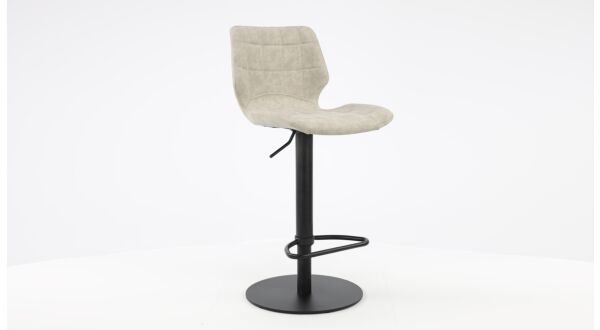 Bar Chair With Gas Lift Vintage Light Gray PU - Black Leg